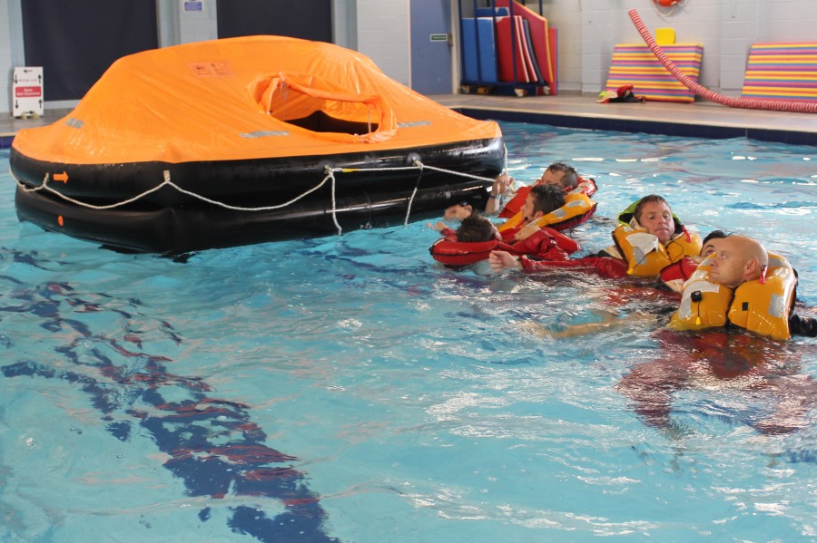 Working together on a Sea Survival course