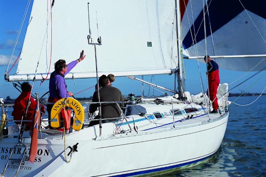 Hoisting the spinnaker